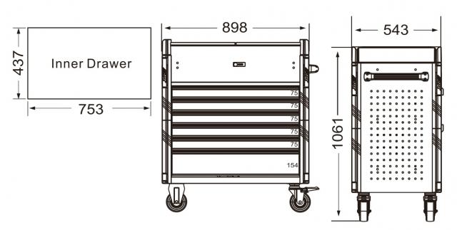 6段工具箱（ステンレス両開天板）